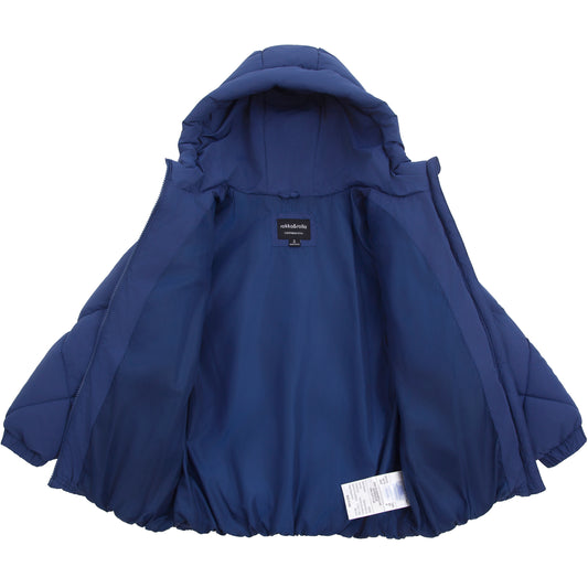Girls Diamond Quilted Hooded Puffer Jacket - Navy