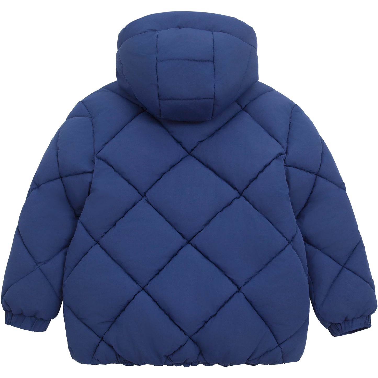 Girls Diamond Quilted Hooded Puffer Jacket - Navy