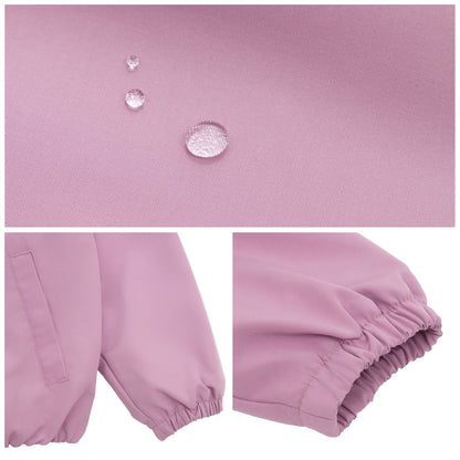 Girls Fleece Lining Jacket with Bubble Hem Snap Pockets Coat - Pink