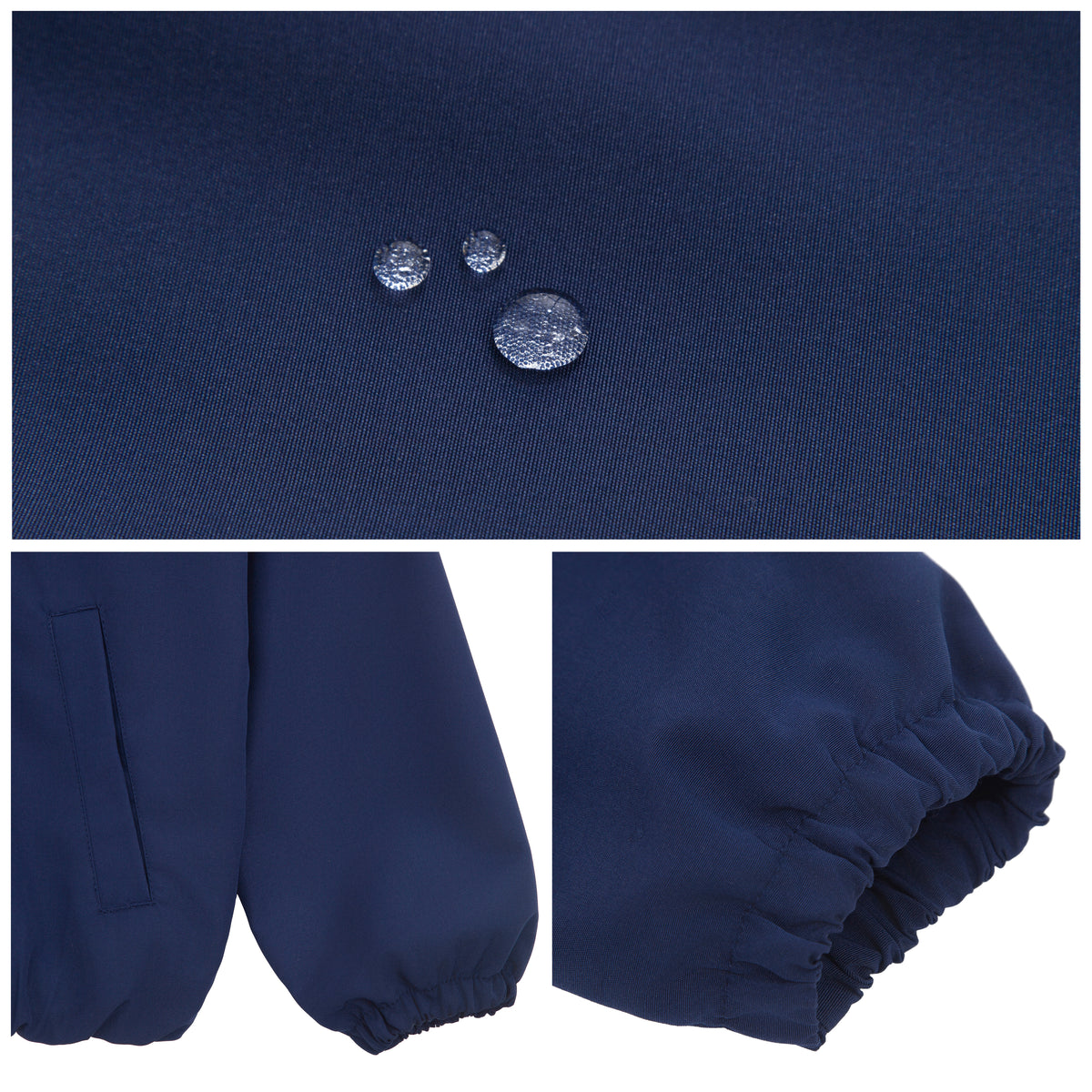 Girls Fleece Lining Jacket with Bubble Hem Snap Pockets Coat - Navy