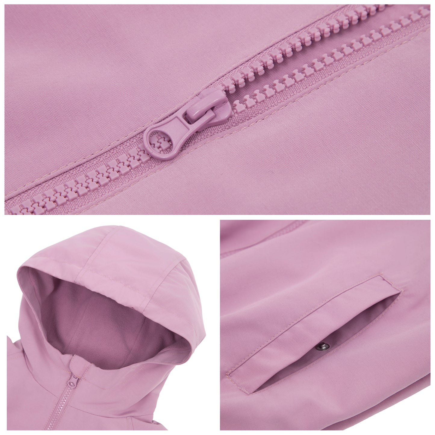 Girls Fleece Lining Jacket with Bubble Hem Snap Pockets Coat - Pink