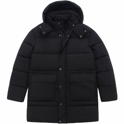 Men's Puffer Jacket Water-Resistant Fleece-Lined Winter Coat - Black