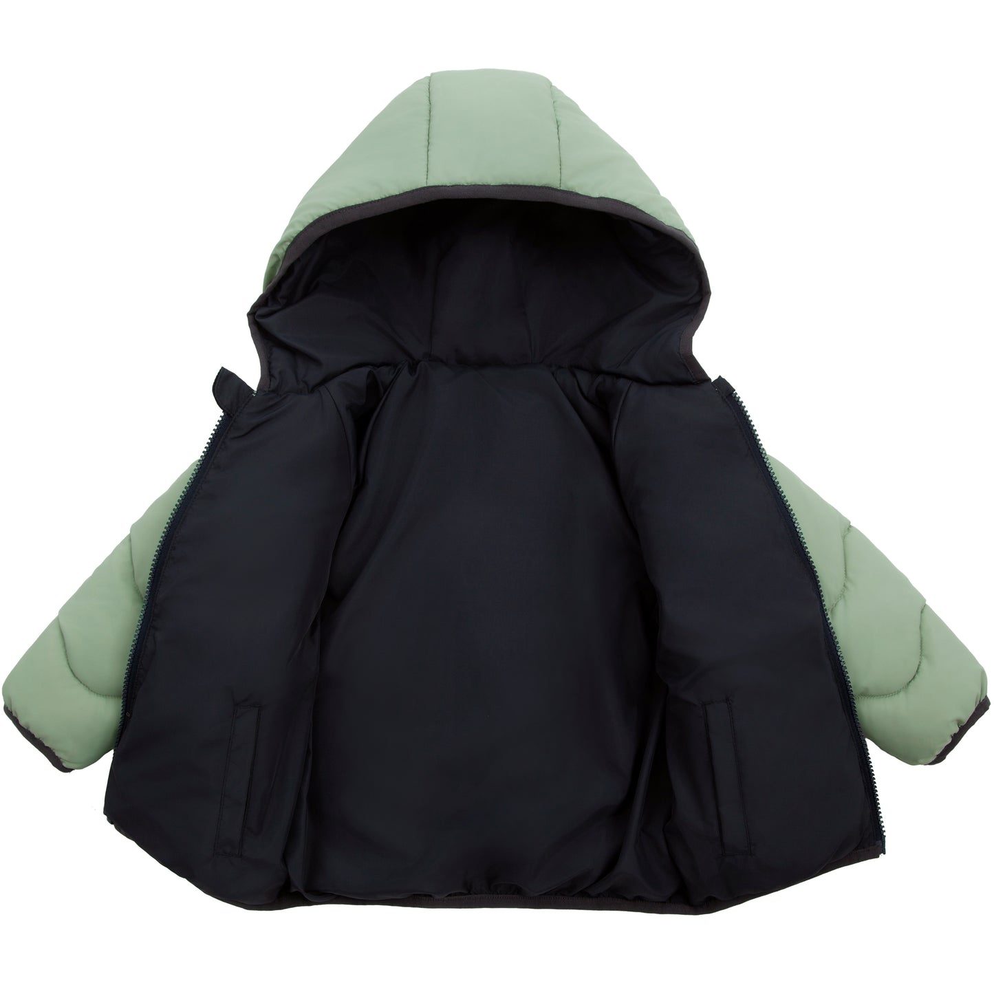 Toddler Boys' Reversible Lightweight Hooded Puffer Jacket - Green/Black