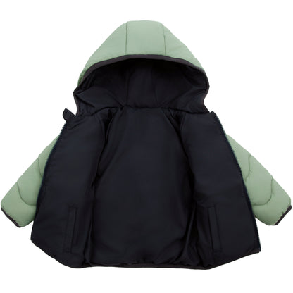 Toddler Boys' Reversible Lightweight Hooded Puffer Jacket - Green/Black