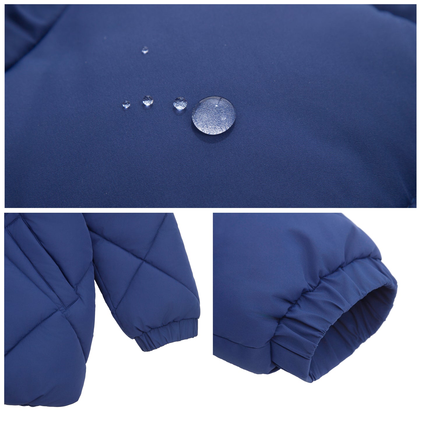 Girls Diamond Quilted Hooded Puffer Jacket - Navy