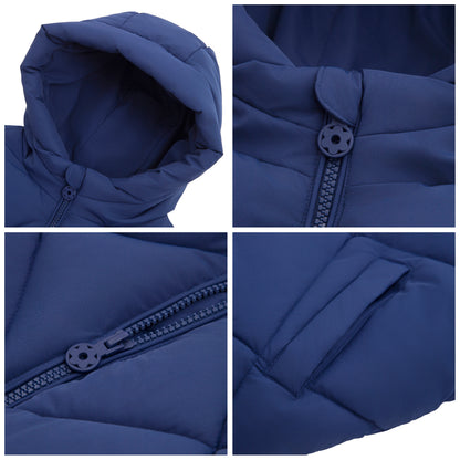 Girls Diamond Quilted Hooded Puffer Jacket - Navy
