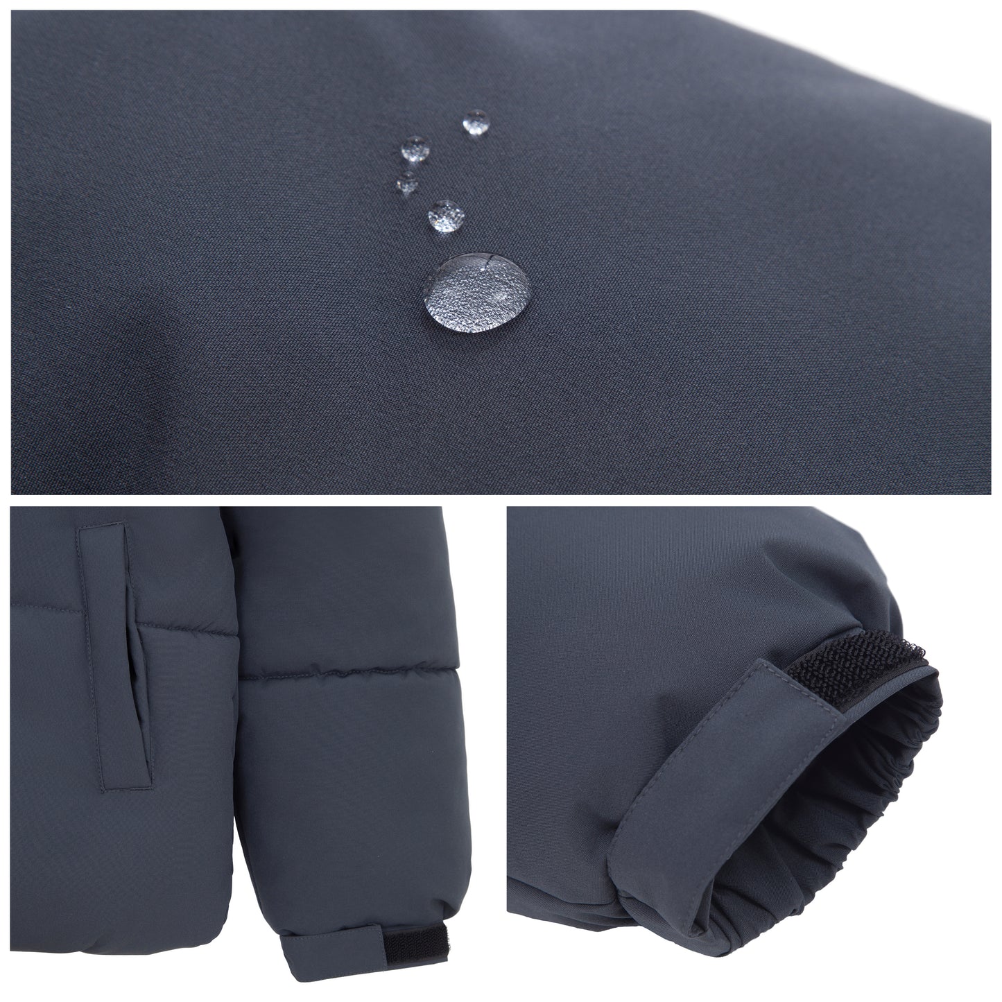 Boys Boxy Puffer Jacket With Water-Resistant Fleece Lining - Grey