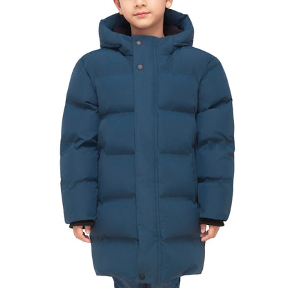Rokka&Rolla Boys Long Seamless Puffer Jacket Fleece Lining Winter Coat - Grey