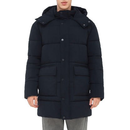 Men's Puffer Jacket Water-Resistant Fleece-Lined Winter Coat - Navy