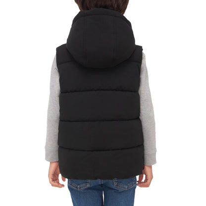 Boys Hooded Puffer Vest Lightweight Warm All Season Bodywarmer - Black