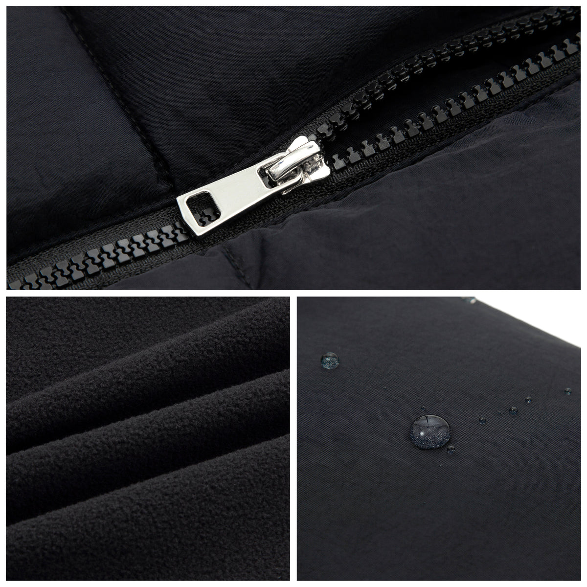 Women's Winter Puffer Jacket Cinch Waist Fleece Hood Parka Coat - Black