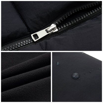 Women's Winter Puffer Jacket Cinch Waist Fleece Hood Parka Coat - Black