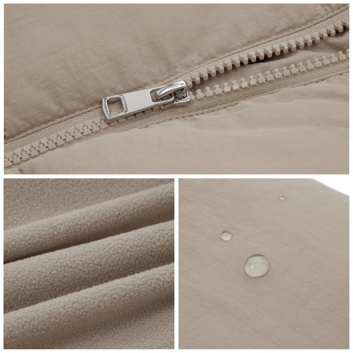 Women's Winter Puffer Jacket Cinch Waist Fleece Hood Parka Coat - Khaki