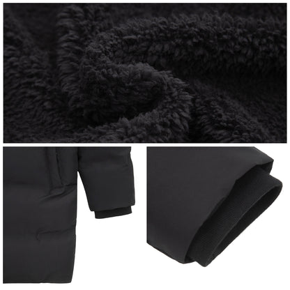 Rokka&Rolla Boys Long Seamless Puffer Jacket Fleece Lining Winter Coat - Black