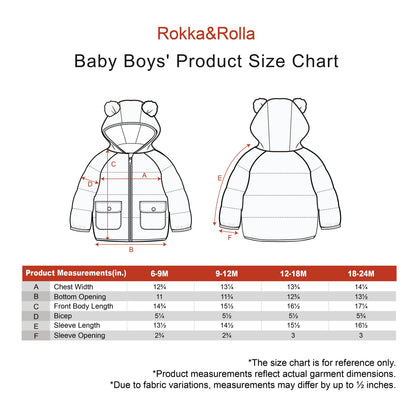 Baby Boys' Water-Resistant Sherpa Fleece Lined Puffer Jacket Winter Coat for Newborn Infants Toddler