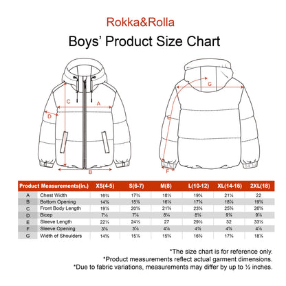 Boys Boxy Puffer Jacket With Water-Resistant Fleece Lining - Grey