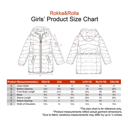 Girls' Jacket Lightweight Long Puffer Jacket