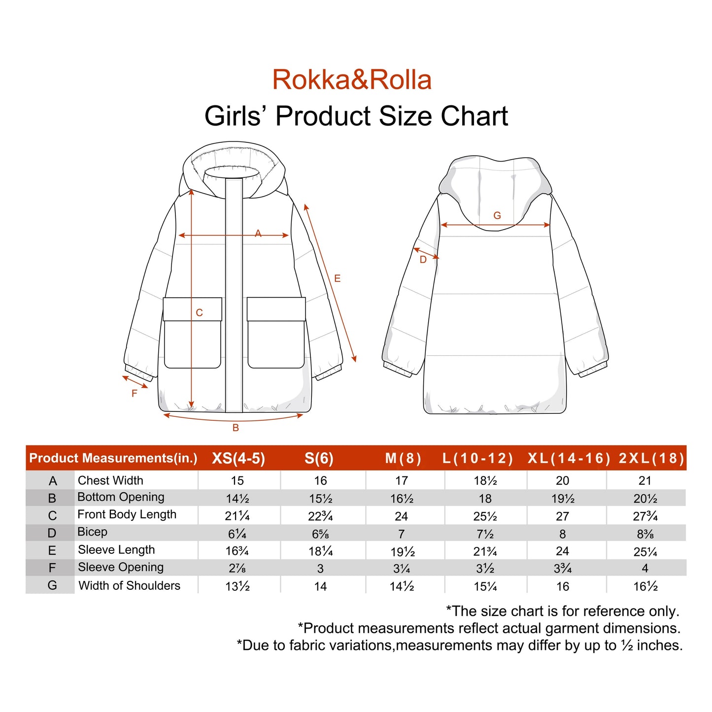 Rokka&Rolla Girls' Long Puffer Jacket with Soft Mini Fur Lined Hood - Pink