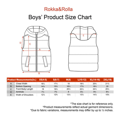 Boys Hooded Puffer Vest Lightweight Warm All Season Bodywarmer - Black