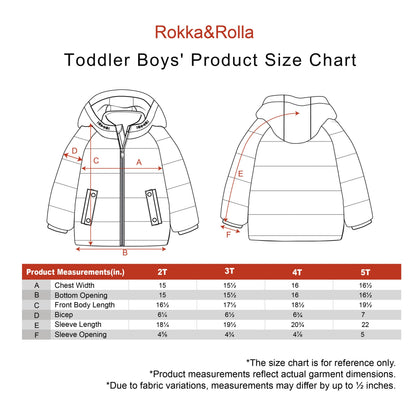 Boys Toddler Borg Fleece Lined Hooded Puffer Jacket Coat 2T-5T - Navy