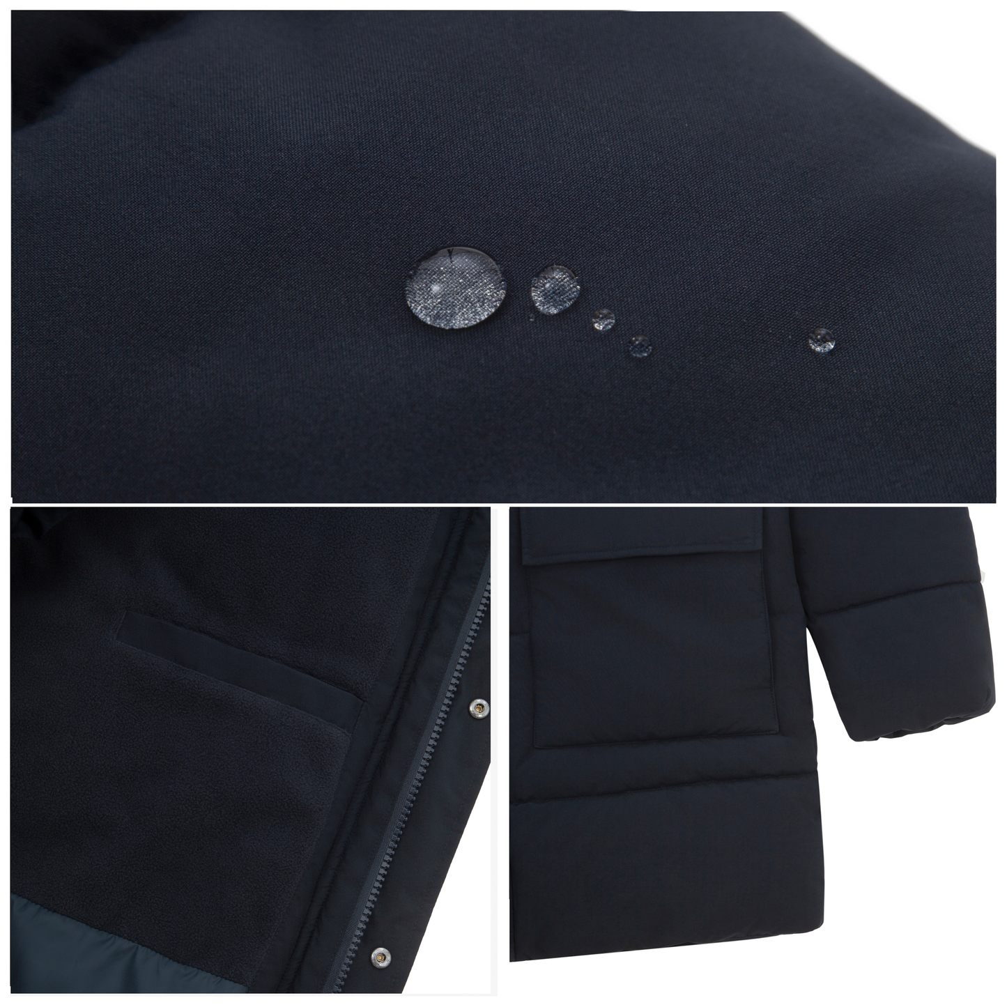 Men's Puffer Jacket Water-Resistant Fleece-Lined Winter Coat - Navy