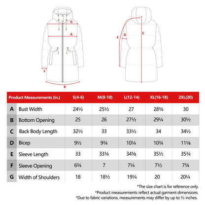 Women's Winter Puffer Jacket Cinch Waist Fleece Hood Parka Coat - Khaki