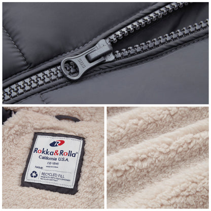 Baby Boys' Water-Resistant Sherpa Fleece Lined Puffer Jacket Winter Coat for Newborn Infants Toddler Coats & Jackets Rokka & Rolla