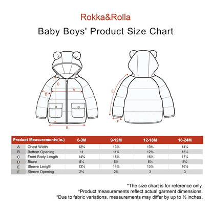 Baby Boys' Water-Resistant Sherpa Fleece Lined Puffer Jacket Winter Coat for Newborn Infants Toddler Coats & Jackets Rokka & Rolla