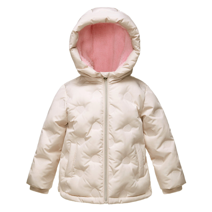 Baby Girls' Water-Resistant  Fleece Lined Heart Puffer Jacket for Newborn Infant Toddler (6-24M, 2T-5T) Coats & Jackets 6-9M / Ivory Rokka & Rolla