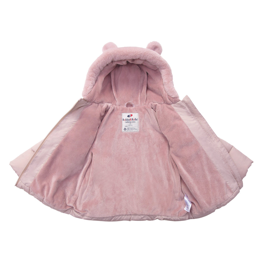 Baby Girls' Water-Resistant Soft Mini Fur Lined Puffer Jacket for Newborn Infant Toddler (6-24M, 2T-5T) Coats & Jackets Rokka & Rolla