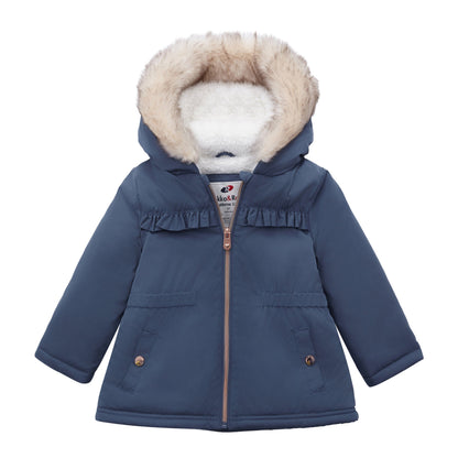 Baby Toddler Girls' Water-Resistant Puffer Jacket Sherpa Fleece Lined Parka Coat (6-24M, 2T-4T) Coats & Jackets 6-9M / Sapphire Blue Rokka & Rolla