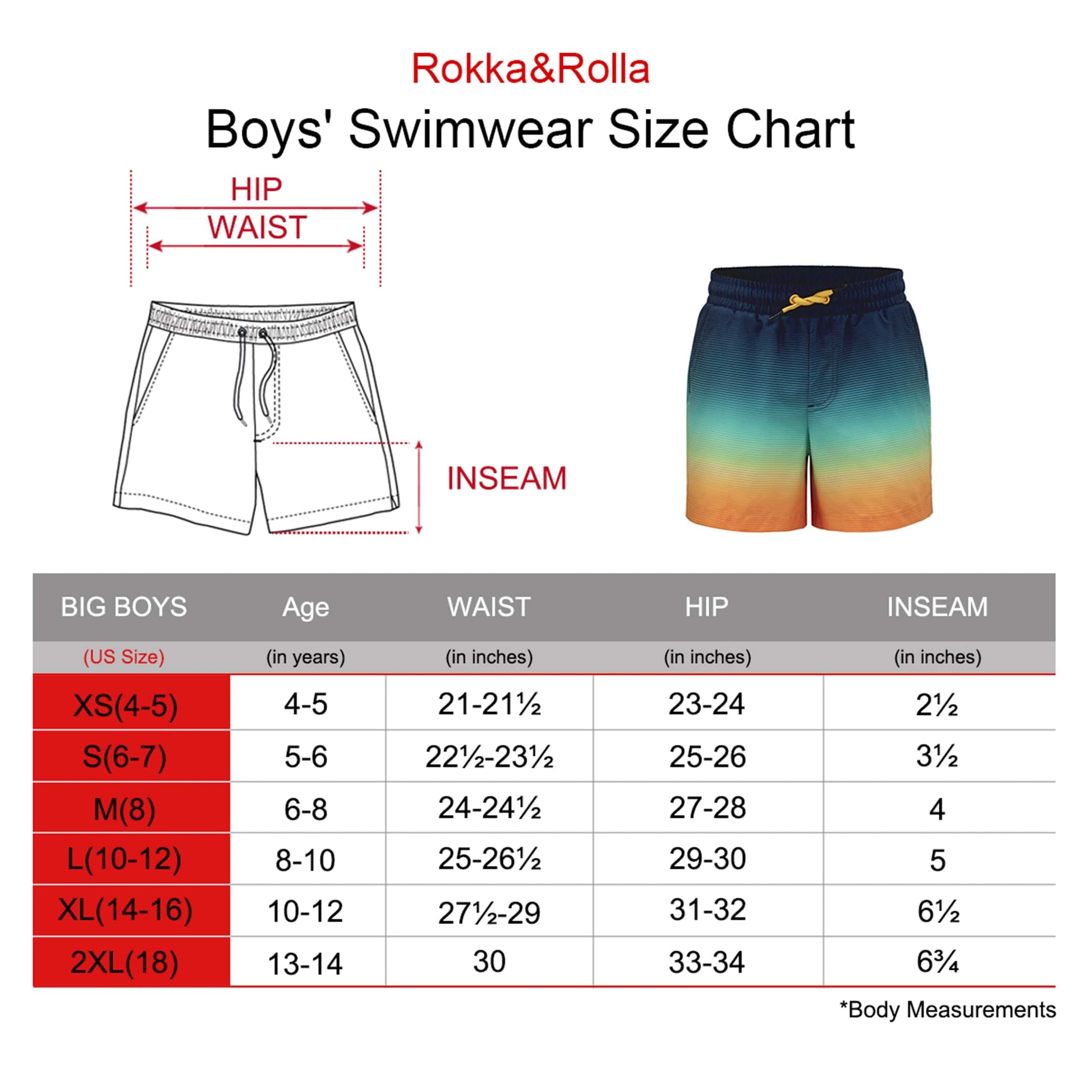 Boy‘s Compression Liner Swim Trunks Quick Dry Bathing Suit Swimwear Rokka & Rolla