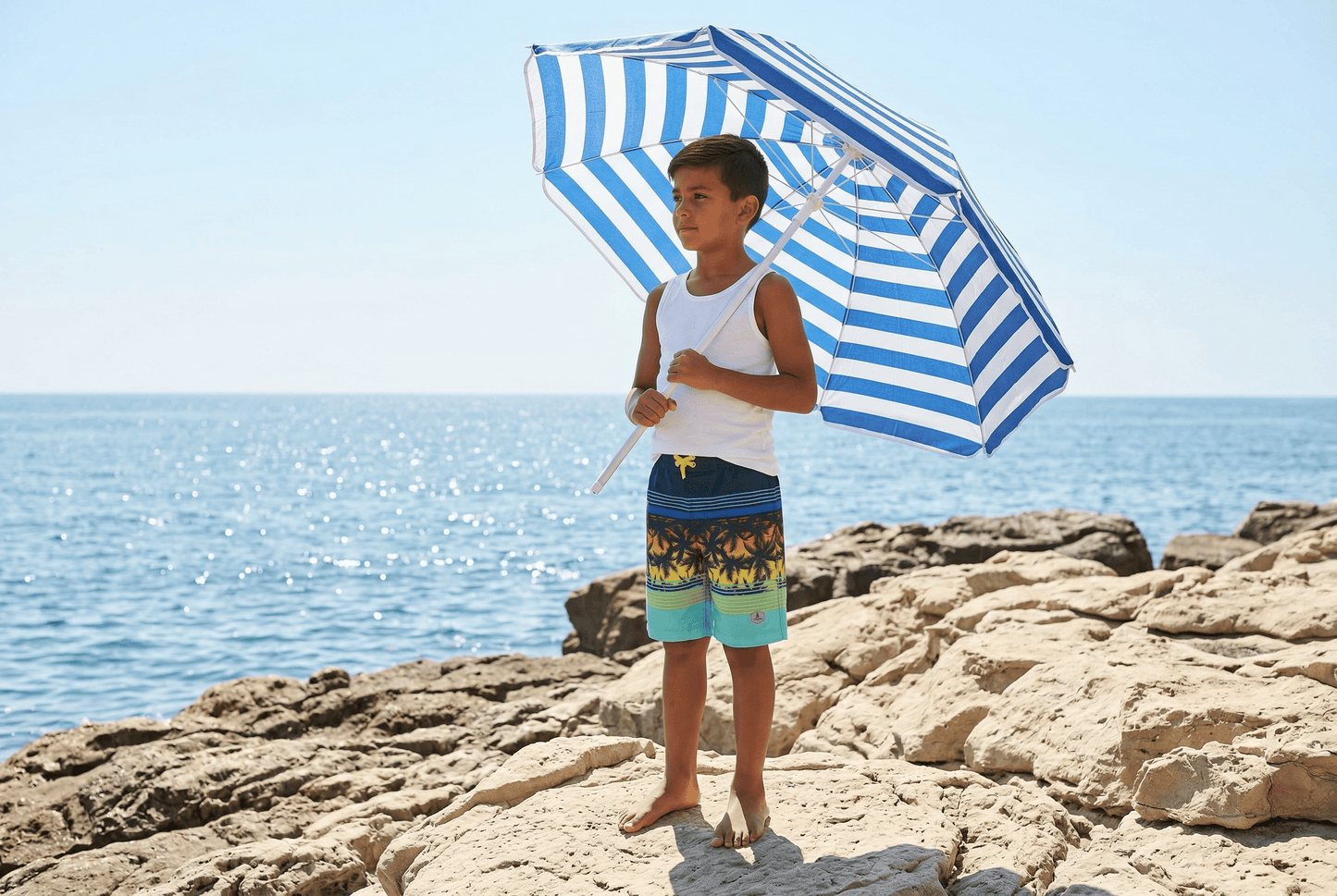 Boys' 4-Way Stretch Mesh Lined Swim Trunks Swimwear Rokka & Rolla