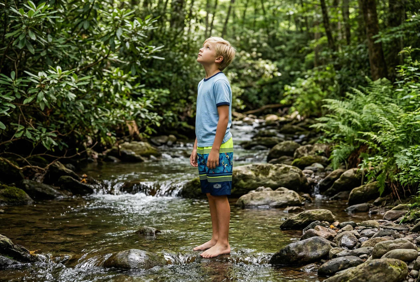 Boys' 4-Way Stretch Mesh Lined Swim Trunks Swimwear Rokka & Rolla