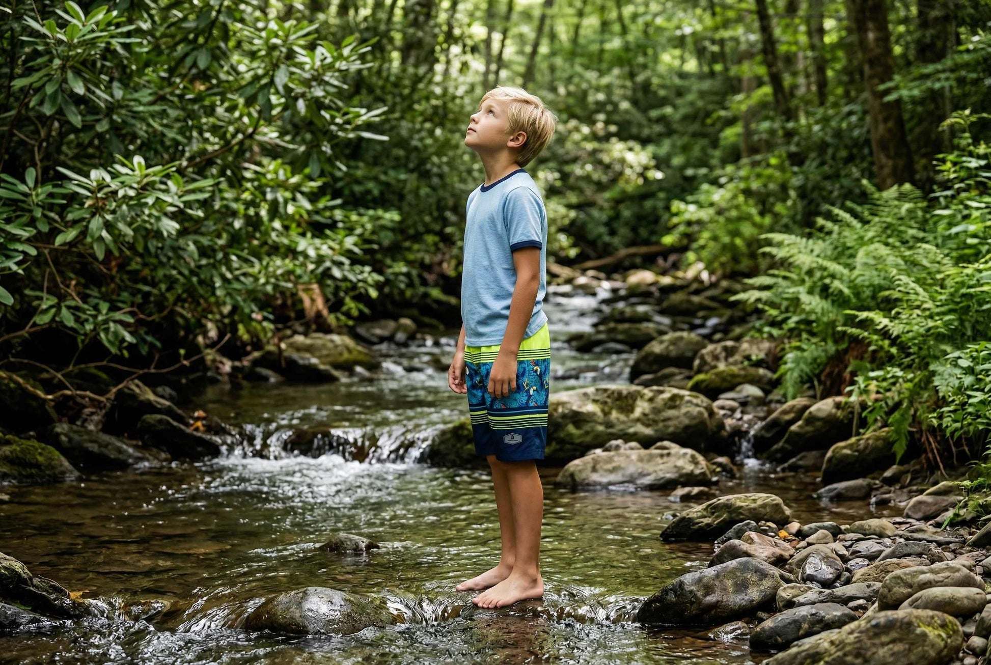 Boys' 4-Way Stretch Mesh Lined Swim Trunks Swimwear Rokka & Rolla