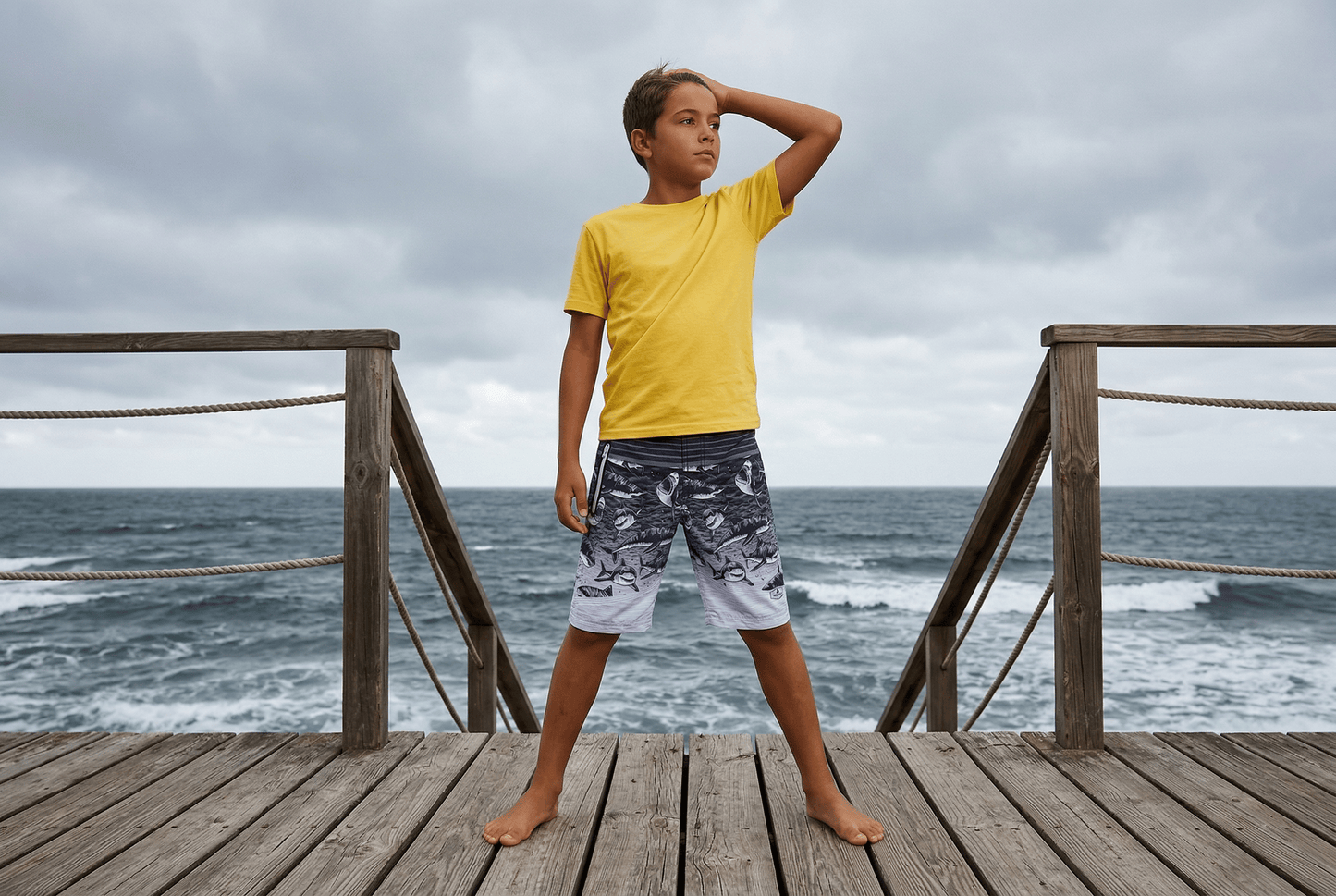 Boys' 4-Way Stretch Mesh Lined Swim Trunks Swimwear Rokka & Rolla