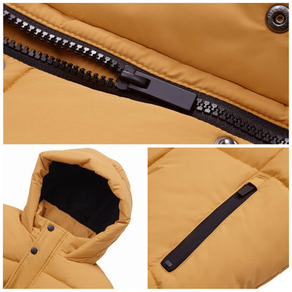 Boys' Hooded Puffer Jacket Water Resistant Warm Insulated Winter Coat - Amber Yellow Coats & Jackets Rokka&Rolla