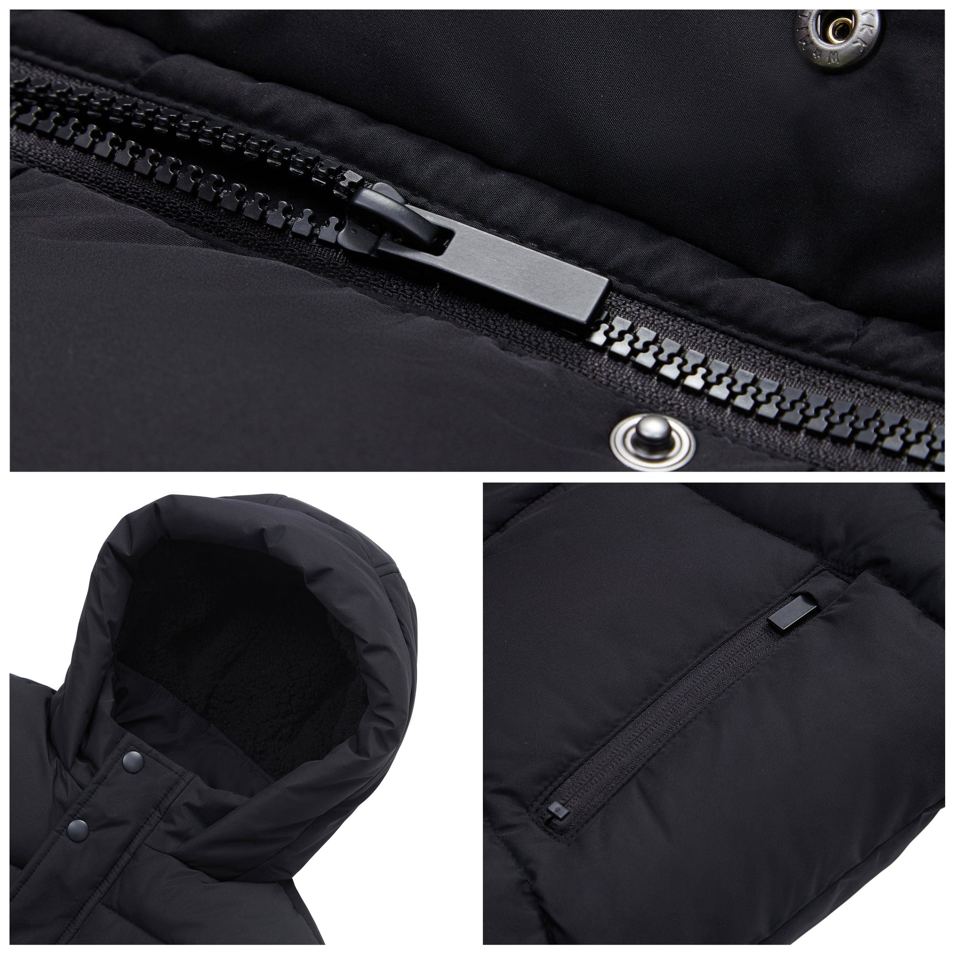 Boys' Hooded Puffer Jacket Water Resistant Warm Insulated Winter Coat - Black Coats & Jackets Rokka&Rolla