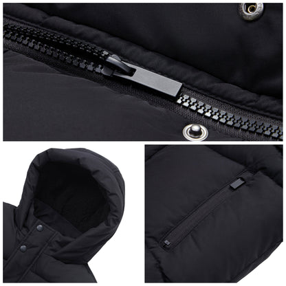 Boys' Hooded Puffer Jacket Water Resistant Warm Insulated Winter Coat - Black Coats & Jackets Rokka&Rolla