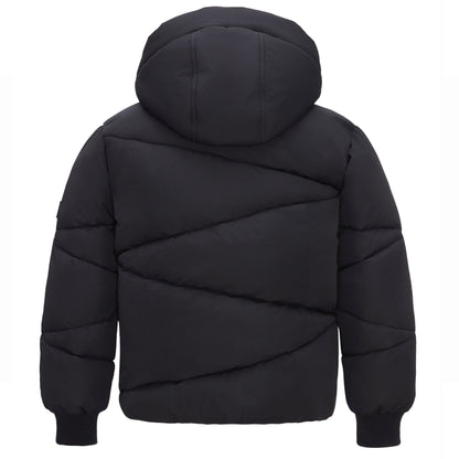 Boys' Hooded Puffer Jacket Water Resistant Warm Insulated Winter Coat - Black Coats & Jackets Rokka&Rolla