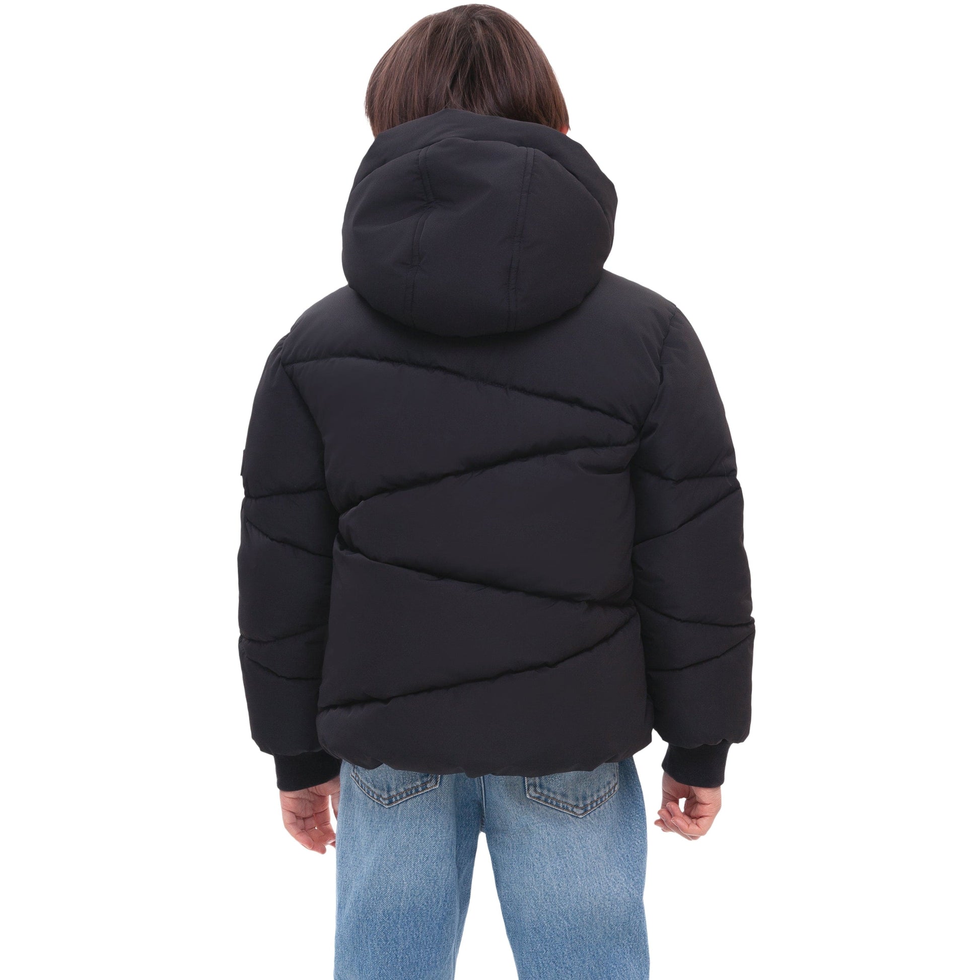 Boys' Hooded Puffer Jacket Water Resistant Warm Insulated Winter Coat - Black Coats & Jackets Rokka&Rolla