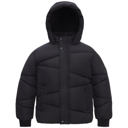 Boys' Hooded Puffer Jacket Water Resistant Warm Insulated Winter Coat - Black Coats & Jackets XS Rokka&Rolla