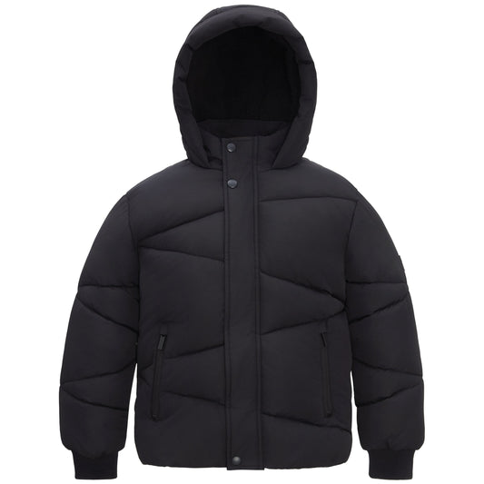 Boys' Hooded Puffer Jacket Water Resistant Warm Insulated Winter Coat - Black Coats & Jackets XS Rokka&Rolla