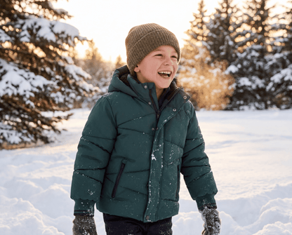 Boys' Hooded Puffer Jacket Water Resistant Warm Insulated Winter Coat - Dark Green Coats & Jackets Rokka&Rolla