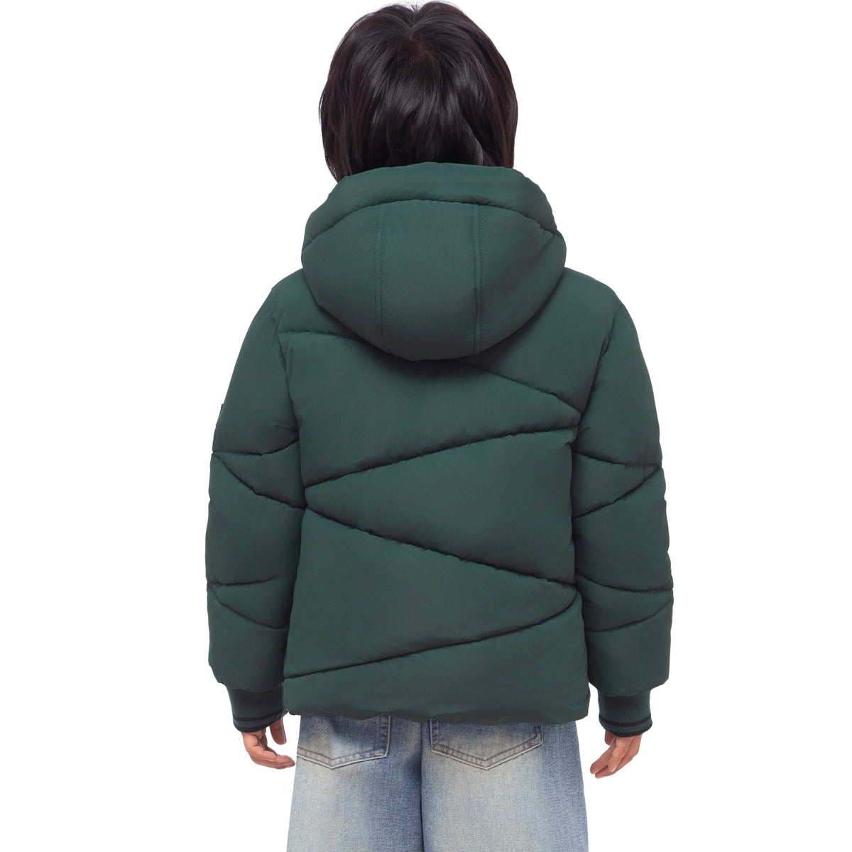 Boys' Hooded Puffer Jacket Water Resistant Warm Insulated Winter Coat - Dark Green Coats & Jackets Rokka&Rolla