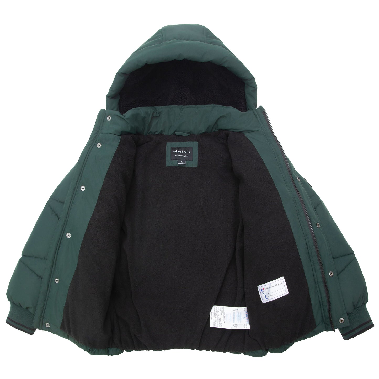 Boys' Hooded Puffer Jacket Water Resistant Warm Insulated Winter Coat - Dark Green Coats & Jackets Rokka&Rolla