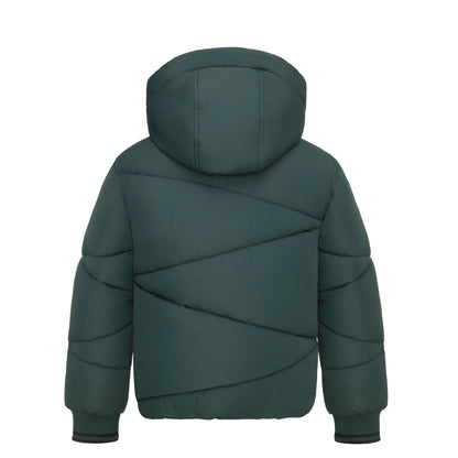 Boys' Hooded Puffer Jacket Water Resistant Warm Insulated Winter Coat - Dark Green Coats & Jackets Rokka&Rolla