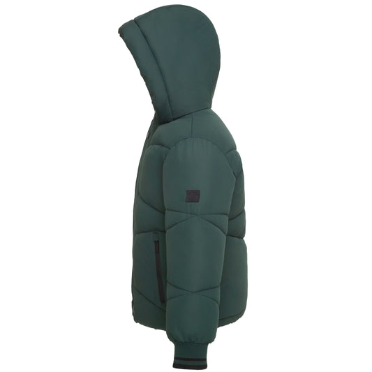 Boys' Hooded Puffer Jacket Water Resistant Warm Insulated Winter Coat - Dark Green Coats & Jackets Rokka&Rolla