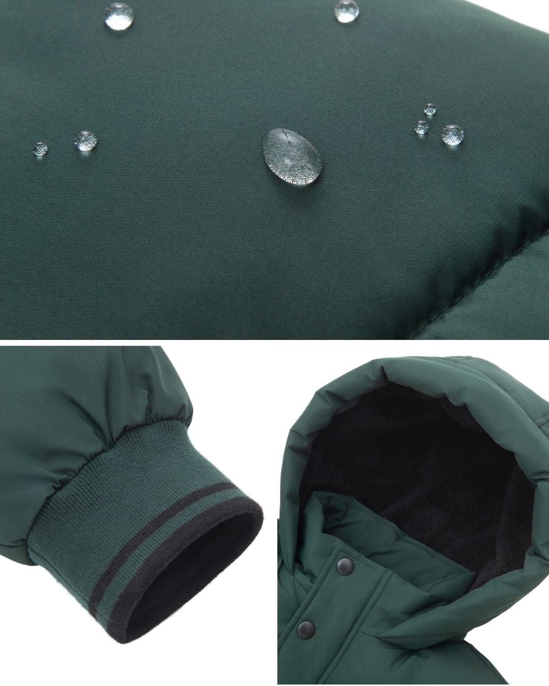 Boys' Hooded Puffer Jacket Water Resistant Warm Insulated Winter Coat - Dark Green Coats & Jackets Rokka&Rolla