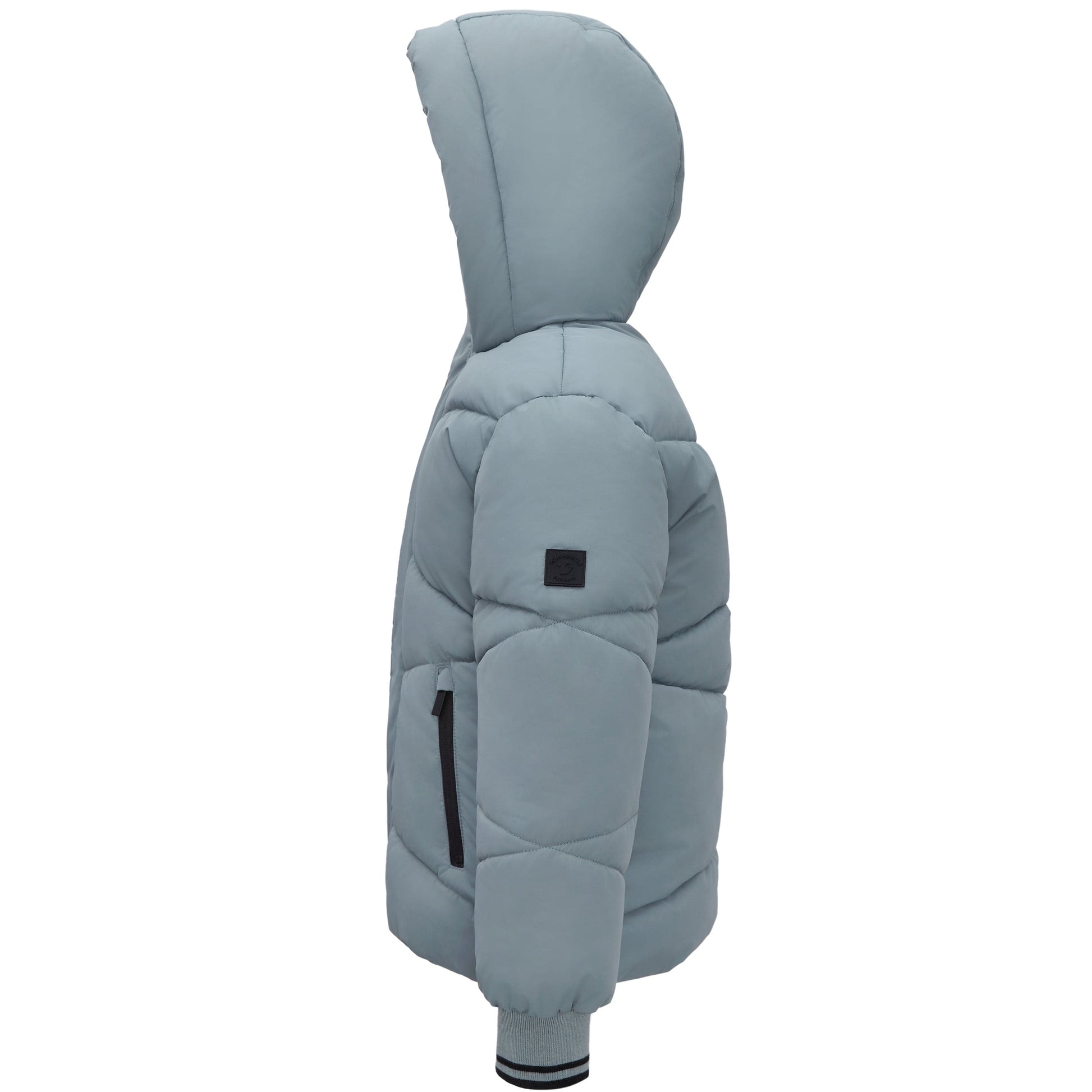 Boys' Hooded Puffer Jacket Water Resistant Warm Insulated Winter Coat - Slate Green Coats & Jackets Rokka&Rolla